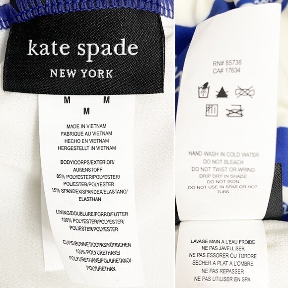 NWT Kate Spade Zigzag Floral Bow-Strap V-neck One-Piece Swimsuit Size Medium NEW - Picture 13 of 14